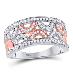 Womens Round Diamond Band Ring 1/3 Cttw 10kt Two-tone Gold - REF-21H5R