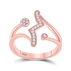Womens Round Diamond Fashion Ring 1/5 Cttw 14kt Rose Gold - REF-27N9F