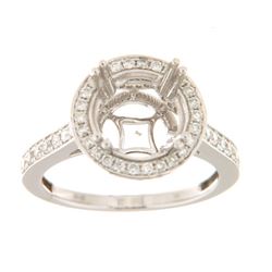 0.65 CTW Diamond Semi Mount Ring 14K White Gold - REF-69R2K