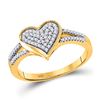 Image 1 : Womens Round Diamond Milgrain Heart Cluster Ring 1/5 Cttw 10kt Yellow Gold - REF-19K9Y