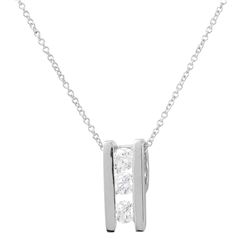 0.50 CTW Diamond Necklace 14K White Gold - REF-46N9Y