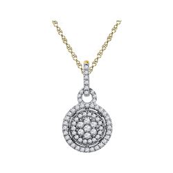 Womens Round Diamond Circle Cluster Pendant 1/2 Cttw 10kt Two-tone Gold - REF-24Y9N