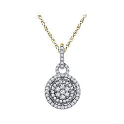 Womens Round Diamond Circle Cluster Pendant 1/2 Cttw 10kt Two-tone Gold - REF-24Y9N