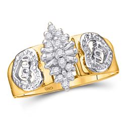 Womens Round Diamond Mom Mother Ring 1/8 Cttw 10kt Yellow Gold - REF-13F5W