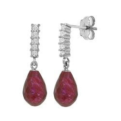 Genuine 6.75 ctw Ruby & Diamond Earrings 14KT White Gold - REF-39W4Y