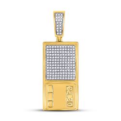 Mens Round Diamond Scale Charm Pendant 3/8 Cttw 10kt Yellow Gold - REF-27W9K