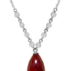 Genuine 15.6 ctw Ruby & Diamond Necklace 14KT White Gold - REF-139Z8N