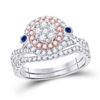 Image 1 : Round Diamond Bridal Wedding Ring Band Set 1 Cttw 10kt Two-tone Gold - REF-65A5M