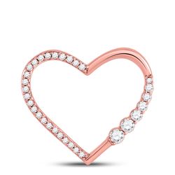 Womens Round Diamond Outline Heart Pendant 1/4 Cttw 10kt Rose Gold - REF-19A5M