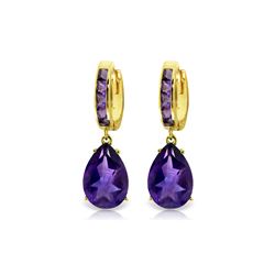 Genuine 13.2 ctw Amethyst Earrings 14KT Yellow Gold - REF-67Z5N