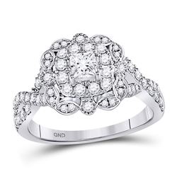 Princess Diamond Solitaire Bridal Wedding Engagement Ring 1 Cttw 14kt White Gold - REF-93F9W