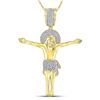 Image 1 : Mens Round Diamond Jesus Crucified Charm Pendant 1/2 Cttw 10kt Yellow Gold - REF-43F5W