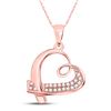 Image 1 : Womens Round Diamond Sideways Heart Pendant 1/10 Cttw 10kt Rose Gold - REF-9R5X
