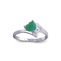 Genuine 1 ctw Emerald Ring 14KT White Gold - REF-43R2P