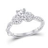 Image 1 : Round Diamond 3-stone Bridal Wedding Engagement Ring 1 Cttw 14kt White Gold - REF-232X5A