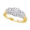Image 1 : Princess Diamond 3-stone Bridal Wedding Engagement Ring 3/4 Cttw 14kt Yellow Gold - REF-82R9X
