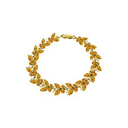 Genuine 16.5 ctw Citrine Bracelet 14KT Yellow Gold - REF-179K2V