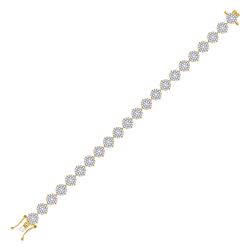 Womens Round Diamond Cluster Tennis Bracelet 3 Cttw 10kt Yellow Gold - REF-219R5X