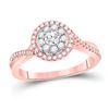 Image 1 : Womens Round Diamond Halo Solitaire Ring 1/2 Cttw 14kt Rose Gold - REF-48N9F