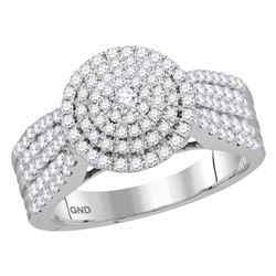 Round Diamond Halo Bridal Wedding Engagement Ring 1 Cttw 10kt White Gold - REF-65K5Y