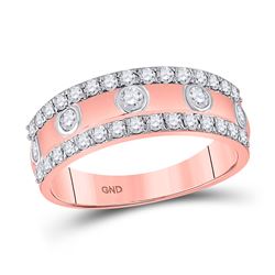 Womens Round Diamond Anniversary Ring 3/4 Cttw 10kt Rose Gold - REF-43A5M