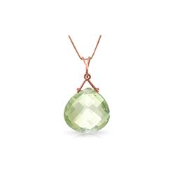 Genuine 8.5 ctw Green Amethyst Necklace 14KT Rose Gold - REF-26T9A