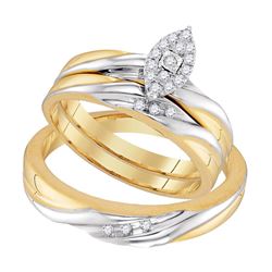 His Hers Round Diamond Solitaire Matching Wedding Set 1/5 Cttw 10kt Yellow Gold - REF-24W5K