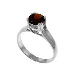 Genuine 1.10 ctw Garnet Ring 14KT White Gold - REF-63M3T