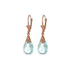 Genuine 6 ctw Blue Topaz Earrings 14KT Rose Gold - REF-27P8H