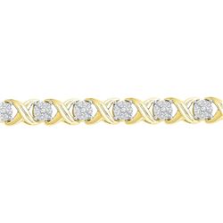 Womens Round Diamond X Link Fashion Bracelet 1 Cttw 10kt Yellow Gold - REF-123N9F