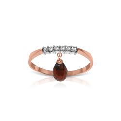 Genuine 1.45 ctw Garnet & Diamond Ring 14KT Rose Gold - REF-34X3M