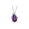 Image 1 : Genuine 1.53 ctw Amethyst & Diamond Necklace 14KT White Gold - REF-28A3K