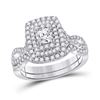 Image 1 : Round Diamond Bridal Wedding Ring Band Set 1 Cttw 14kt White Gold - REF-109N5F