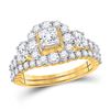 Image 1 : Princess Diamond Bridal Wedding Ring Band Set 2 Cttw 14kt Yellow Gold - REF-178A5M