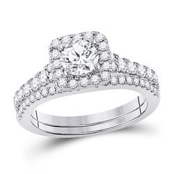 Round Diamond Bridal Wedding Ring Band Set 1-1/3 Cttw 14kt White Gold - REF-197K5Y