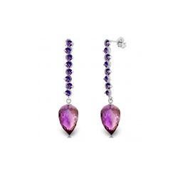 Genuine 22.1 ctw Amethyst Earrings 14KT White Gold - REF-69Y2F