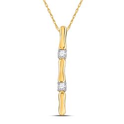 Womens Round Diamond Vertical Bar Necklace 1/10 Cttw 10kt Yellow Gold - REF-14Y9N