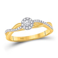 Womens Round Diamond Solitaire Promise Ring 1/5 Cttw 10kt Two-tone Gold - REF-15M9H