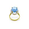 Image 1 : Genuine 7.58 ctw Blue Topaz & Diamond Ring 14KT Yellow Gold - REF-85A2K