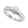 Image 1 : Round Diamond Bridal Wedding Ring Band Set 1/2 Cttw 10kt White Gold - REF-36F5W