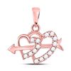 Image 1 : Womens Round Diamond Arrow Heart Pendant 1/5 Cttw 10kt Rose Gold - REF-14K9Y