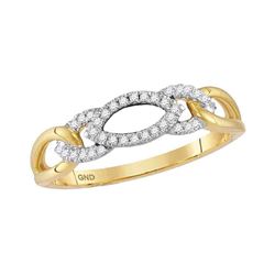 Womens Round Diamond Fashion Band Ring 1/8 Cttw 10kt Yellow Gold - REF-12F9W