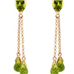 Genuine 7.5 ctw Peridot Earrings 14KT Rose Gold - REF-39F3Z