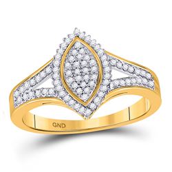 Womens Round Diamond Cluster Ring 1/5 Cttw 10kt Yellow Gold - REF-21W5K