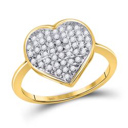 Womens Round Diamond Heart Ring 1/6 Cttw 10kt Yellow Gold - REF-14W5K