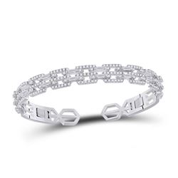 Womens Baguette Diamond Bangle Bracelet 2-1/2 Cttw 14kt White Gold - REF-241Y5N