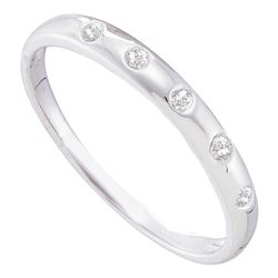 Womens Round Diamond 5-Stone Bezel Band Ring 1/20 Cttw 14kt White Gold - REF-13W9K