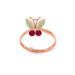 Genuine 0.70 ctw Opal & Ruby Ring 14KT Rose Gold - REF-30A5K