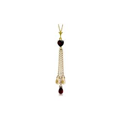 Genuine 4.75 ctw Garnet & Citrine Necklace 14KT Yellow Gold - REF-37H4X