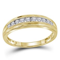 Womens Round Diamond Single Row Band Ring 1/4 Cttw 10kt Yellow Gold - REF-18Y9N